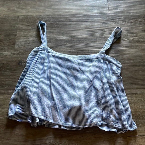 Very cute white and blue stripped cropped tank soo cute for the summer! - Picture 1 of 2